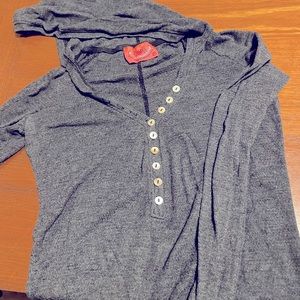 Grey small juicy couture thermal shirt with a hood